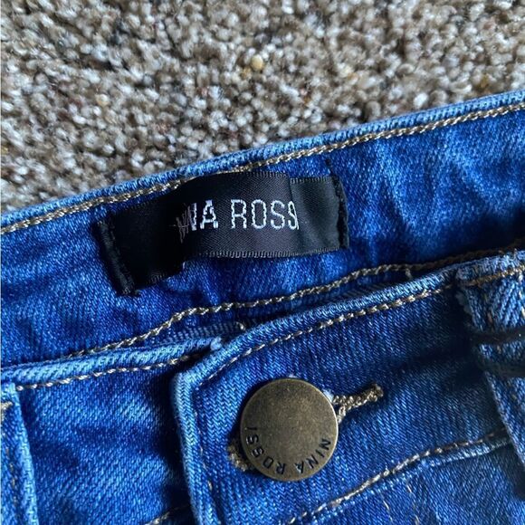 Nina Rossi Jeans Super High Rise Flare Long New Distressed Women’s Size 5 - Picture 6 of 11